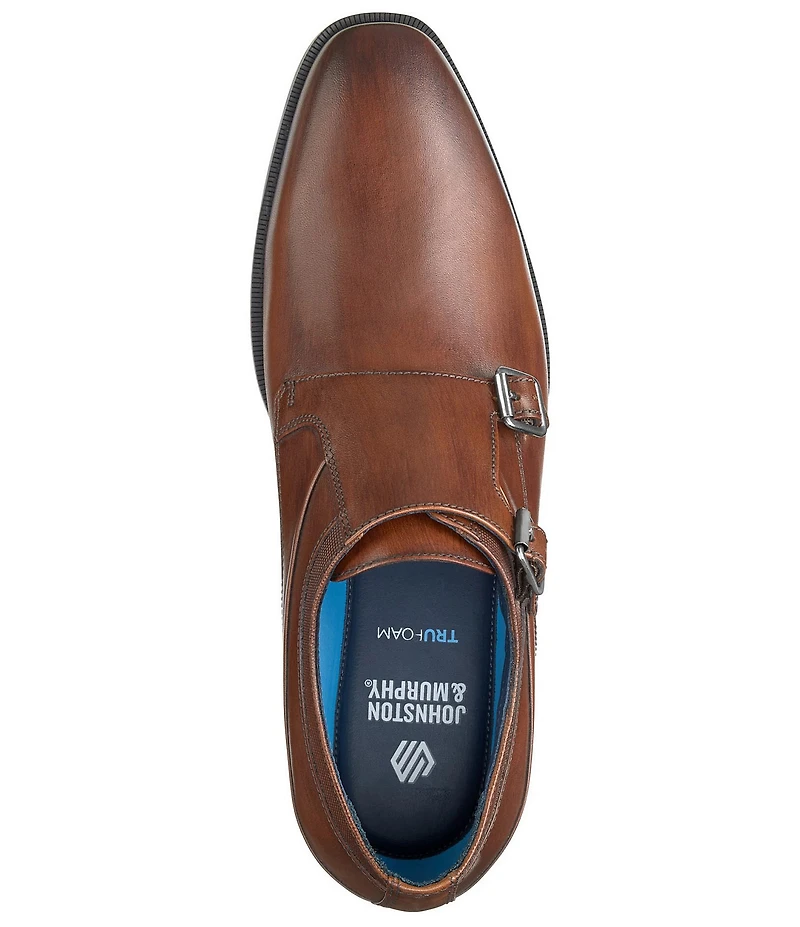 Johnston & Murphy Men's Gibbons Leather Double Buckle Monk Strap Plain Toe Oxfords