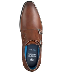 Johnston & Murphy Men's Gibbons Leather Double Buckle Monk Strap Plain Toe Oxfords