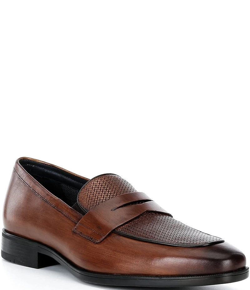 Johnston & Murphy Mens Gibbons Embossed Leather Penny Loafers