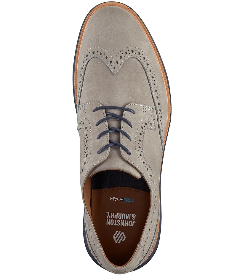 Johnston & Murphy Men's Larkin Nubuck Brogue Detail Wingtip Oxfords