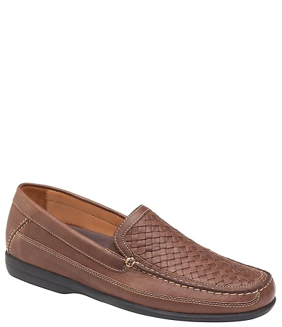 Johnston & Murphy Men's Locklin Woven Leather Slip On Venetian Loafers