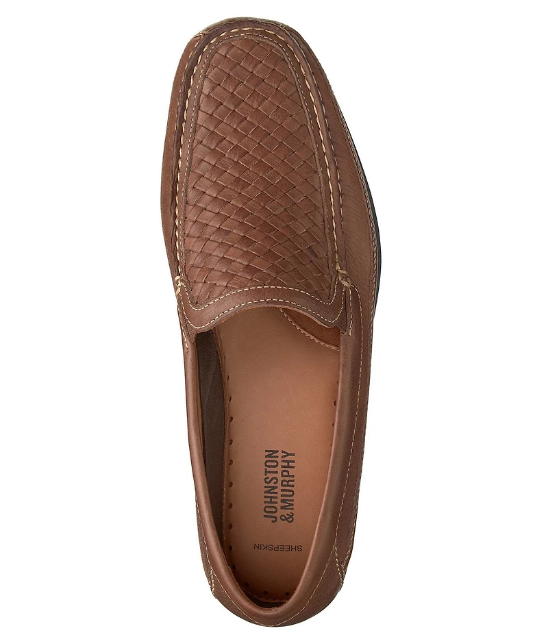 Johnston & Murphy Men's Locklin Woven Leather Slip On Venetian Loafers