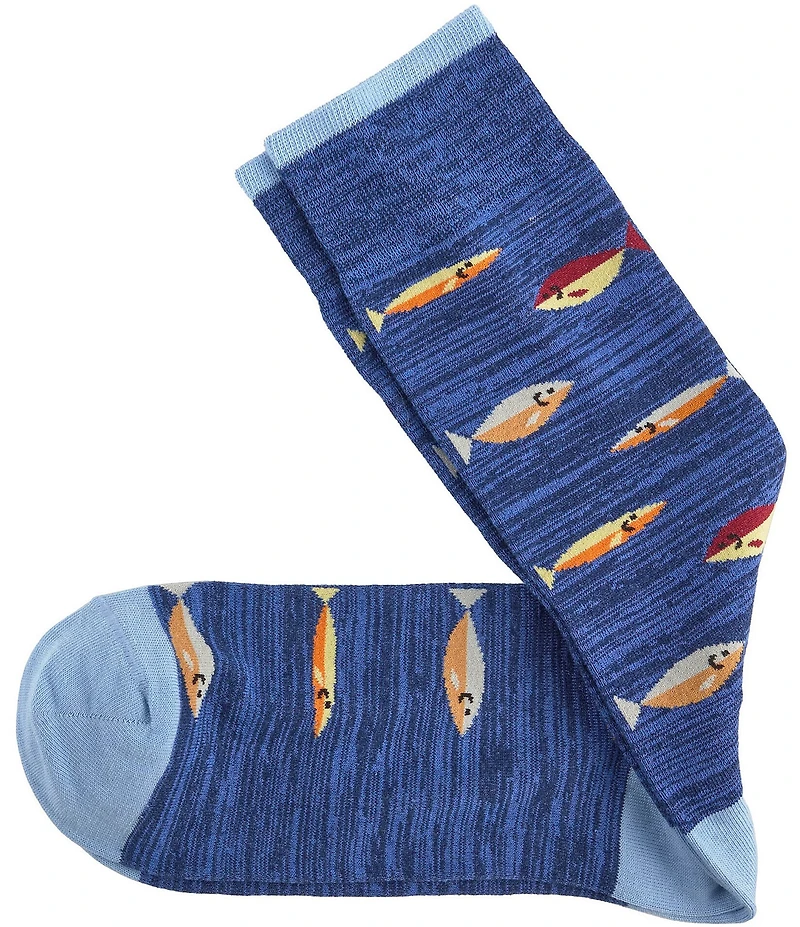 Johnston & Murphy Men's Space-Dyed Fish Print Socks