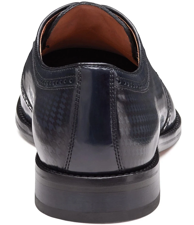 Johnston & Murphy Men's Sullivan Houndstooth Calfskin Brogue Detail Wingtip Oxfords