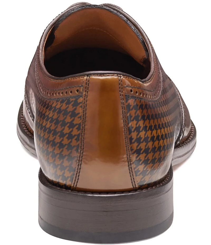 Johnston & Murphy Men's Sullivan Houndstooth Calfskin Brogue Detail Wingtip Oxfords