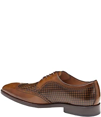 Johnston & Murphy Men's Sullivan Houndstooth Calfskin Brogue Detail Wingtip Oxfords