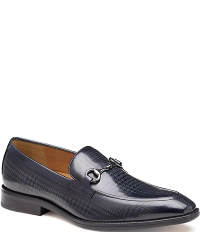 Johnston & Murphy Men's Sullivan Leather Houndstooth Bit Buckle Loafers