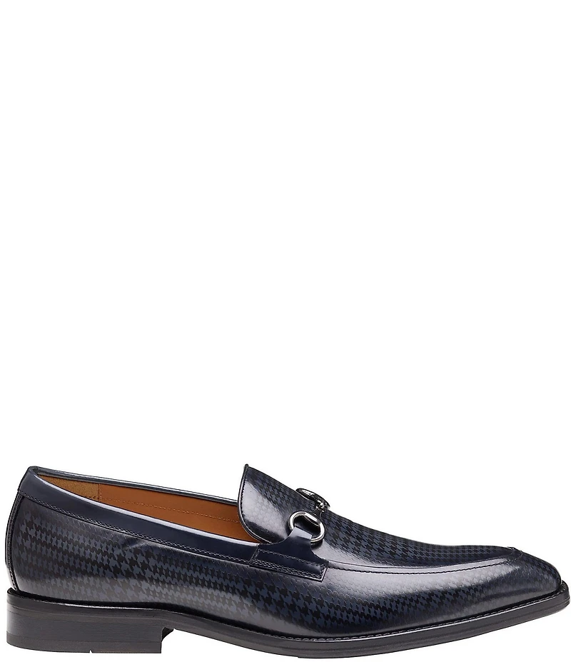 Johnston & Murphy Men's Sullivan Leather Houndstooth Bit Buckle Loafers