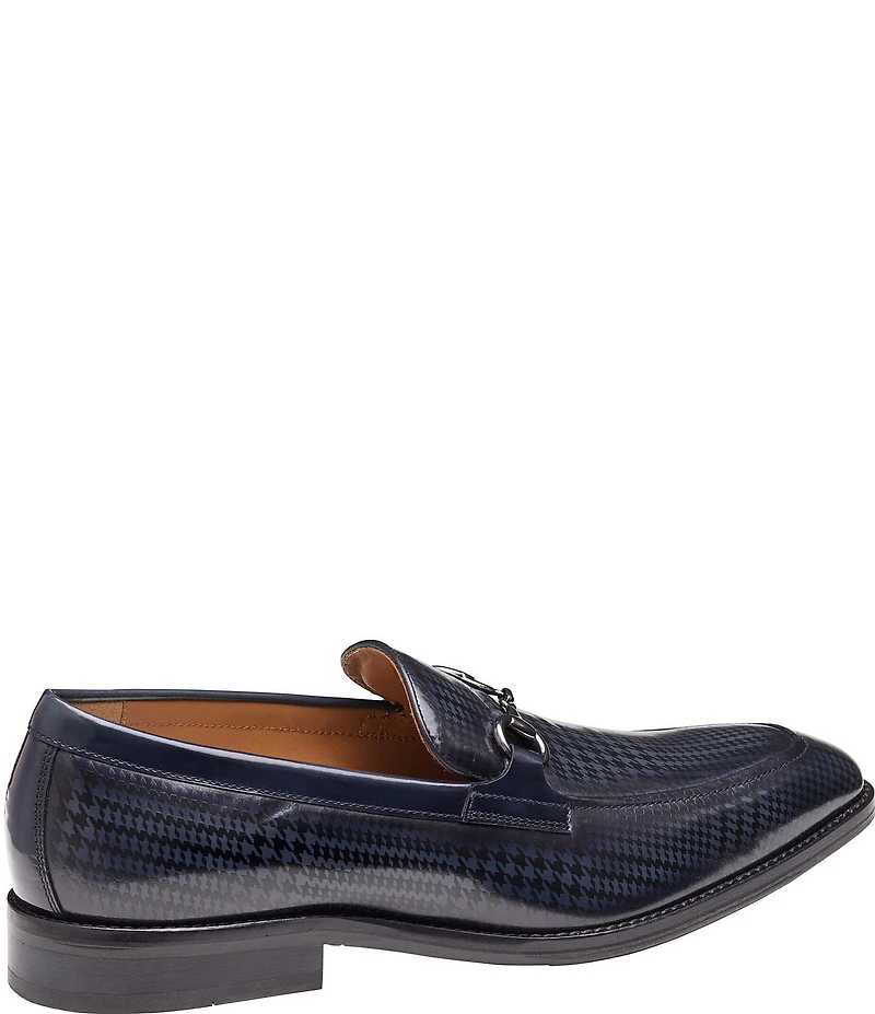 Johnston & Murphy Men's Sullivan Leather Houndstooth Bit Buckle Loafers