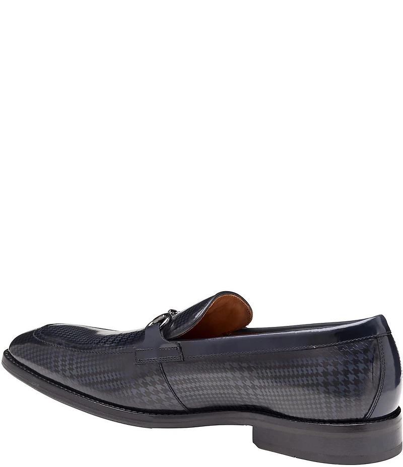 Johnston & Murphy Men's Sullivan Leather Houndstooth Bit Buckle Loafers