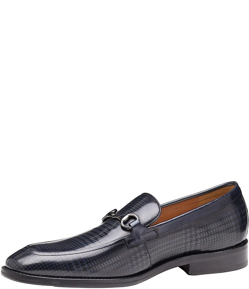 Johnston & Murphy Men's Sullivan Leather Houndstooth Bit Buckle Loafers