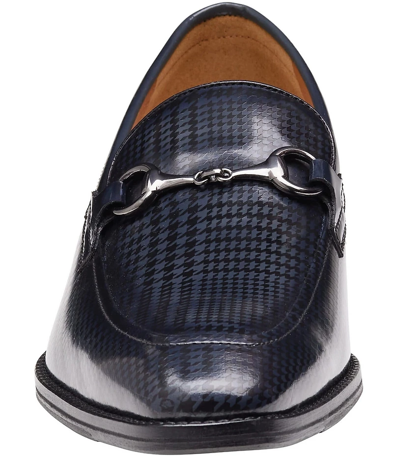 Johnston & Murphy Men's Sullivan Leather Houndstooth Bit Buckle Loafers