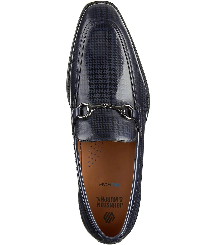 Johnston & Murphy Men's Sullivan Leather Houndstooth Bit Buckle Loafers