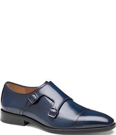 Johnston & Murphy Men's Sullivan Leather Monk Strap Cap Toe Dress Shoes