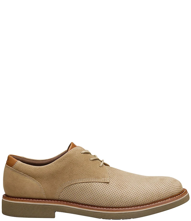 Johnston & Murphy Men's Tyson Perforated Nubuck Plain Toe Oxfords