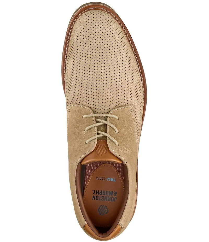 Johnston & Murphy Men's Tyson Perforated Nubuck Plain Toe Oxfords