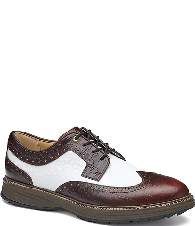 Johnston & Murphy Men's Upton GL3 Luxe Hybrid Waterproof Croco Leather Wingtip Oxfords