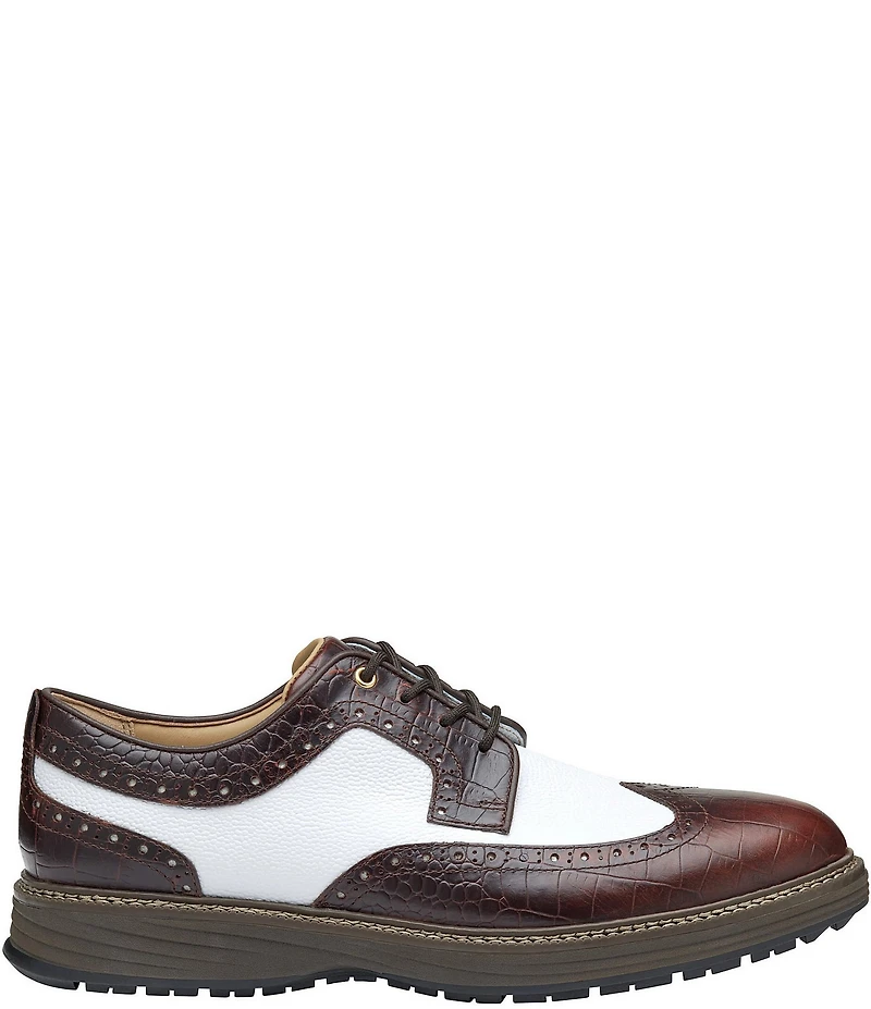Johnston & Murphy Men's Upton GL3 Luxe Hybrid Waterproof Croco Leather Wingtip Oxfords