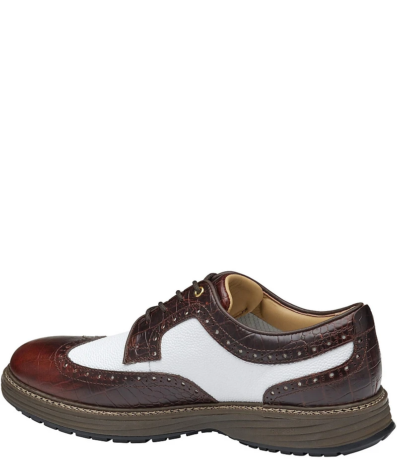 Johnston & Murphy Men's Upton GL3 Luxe Hybrid Waterproof Croco Leather Wingtip Oxfords