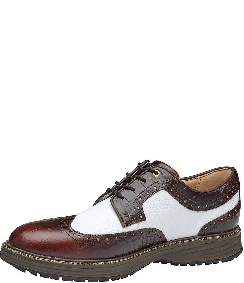 Johnston & Murphy Men's Upton GL3 Luxe Hybrid Waterproof Croco Leather Wingtip Oxfords