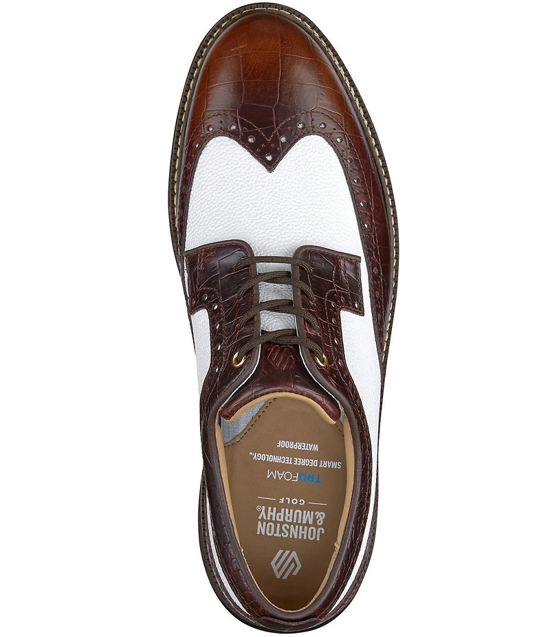 Johnston & Murphy Men's Upton GL3 Luxe Hybrid Waterproof Croco Leather Wingtip Oxfords