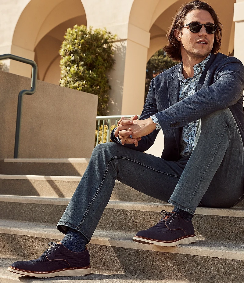 Johnston & Murphy Men's Upton Knit Wingtip Brogue Detail Oxfords