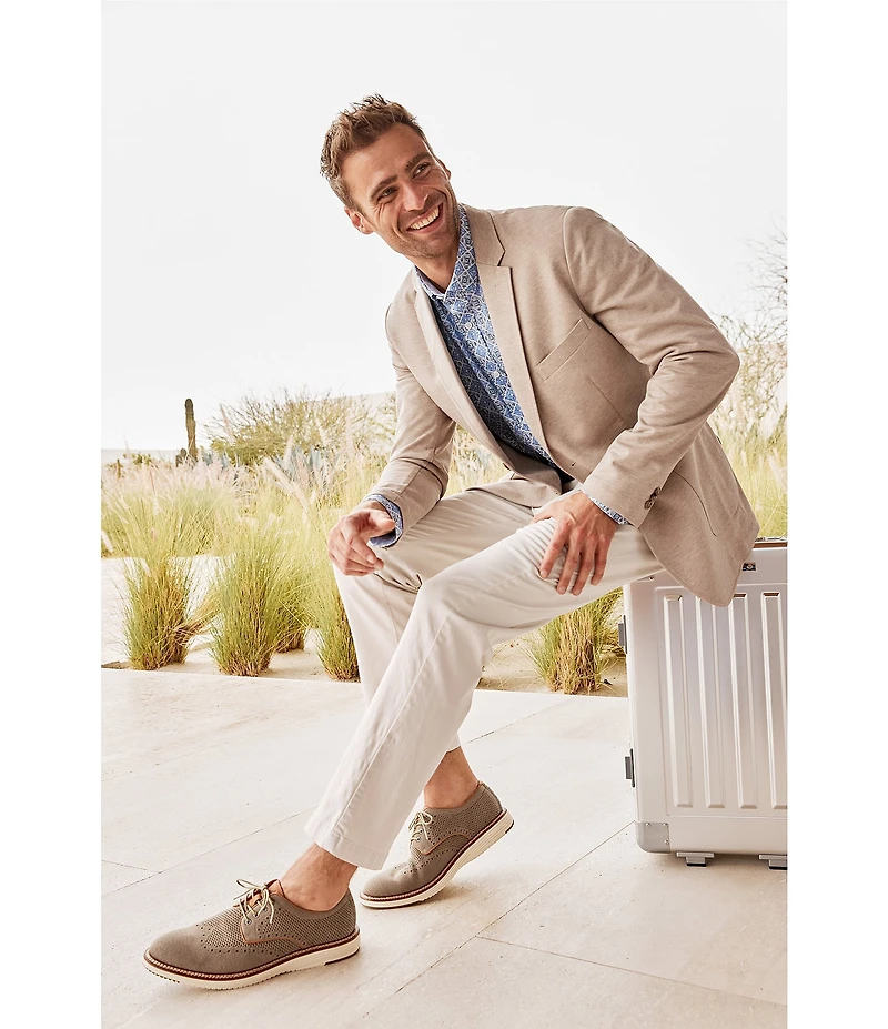 Johnston & Murphy Men's Upton Heathered Knit Wingtip Lace Up Oxfords