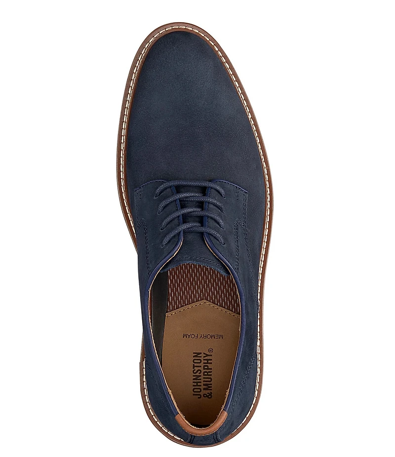 Johnston & Murphy Men's Upton Nubuck Plain Toe Lace Up Oxfords