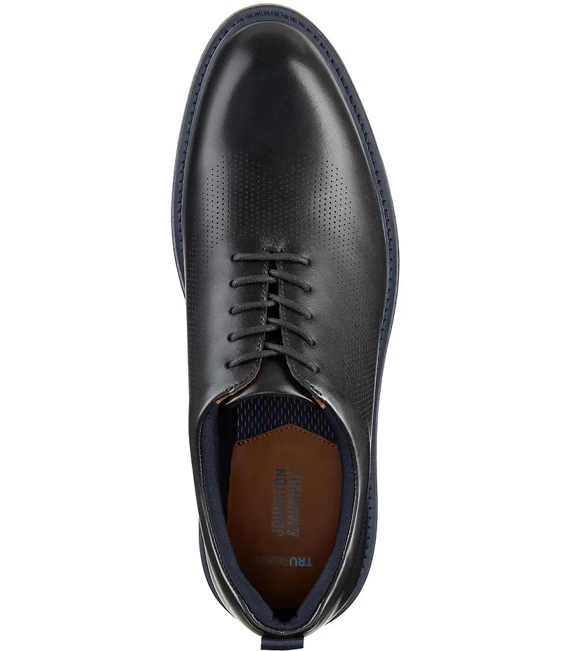 Johnston & Murphy Men's Upton One Piece Perforated Leather Plain Toe Oxfords