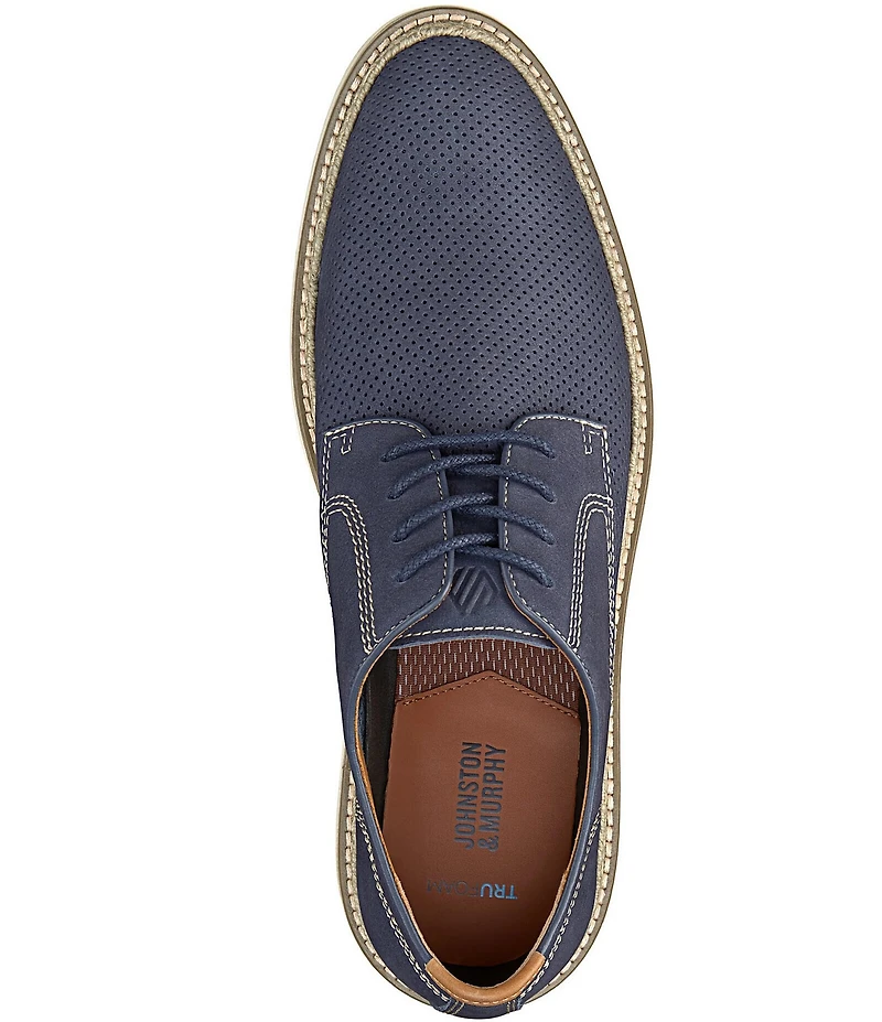 Johnston & Murphy Men's Upton Perforated Nubuck Plain Toe Lace Up Oxfords