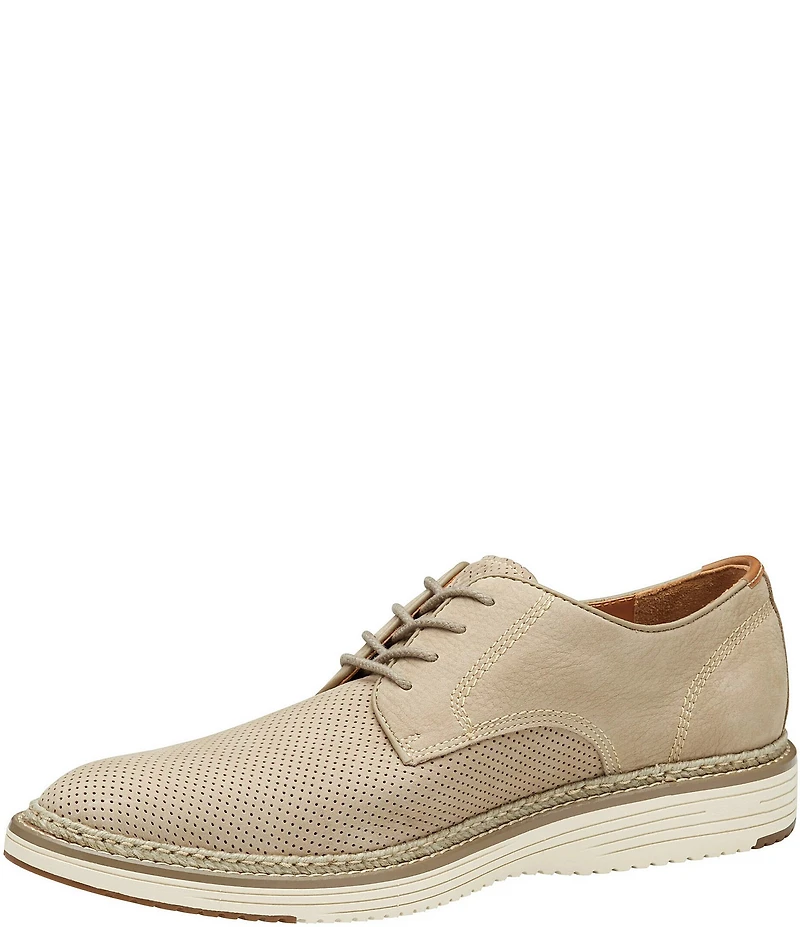 Johnston & Murphy Men's Upton Perforated Nubuck Plain Toe Lace Up Oxfords