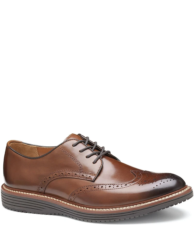 Johnston & Murphy Men's Upton Oiled Leather Wingtip Brogue Detail Oxfords