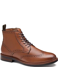 Johnston & Murphy Mens XC+ Durham Embossed Leather Brogue Detail Wingtip Shearling Waterproof Boots