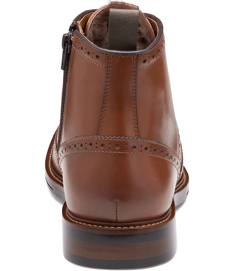 Johnston & Murphy Mens XC+ Durham Embossed Leather Brogue Detail Wingtip Shearling Waterproof Boots