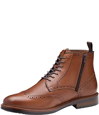 Johnston & Murphy Mens XC+ Durham Embossed Leather Brogue Detail Wingtip Shearling Waterproof Boots