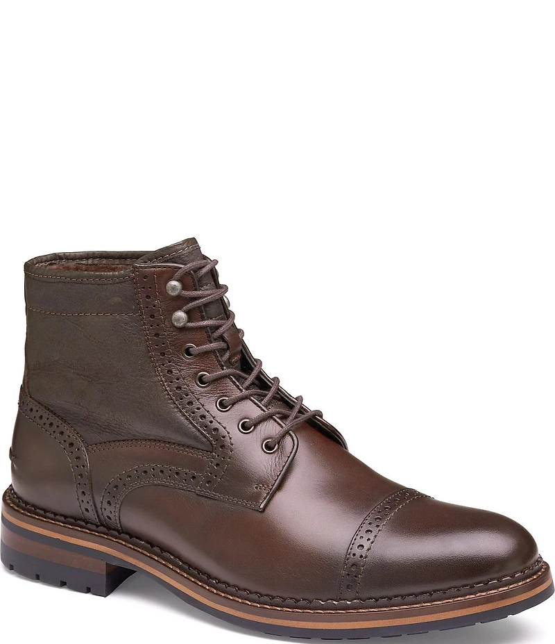 Johnston & Murphy Mens XC Flex Connelly Leather Brogue Detail Shearling Boots