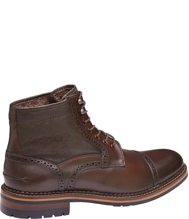 Johnston & Murphy Mens XC Flex Connelly Leather Brogue Detail Shearling Boots