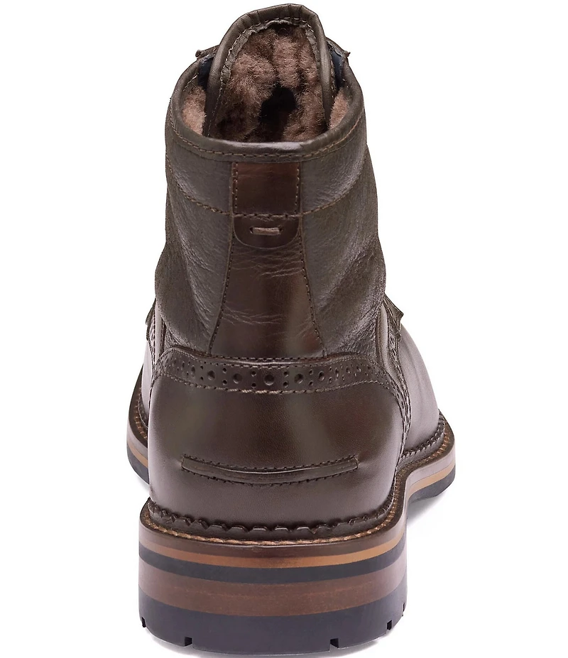 Johnston & Murphy Mens XC Flex Connelly Leather Brogue Detail Shearling Boots