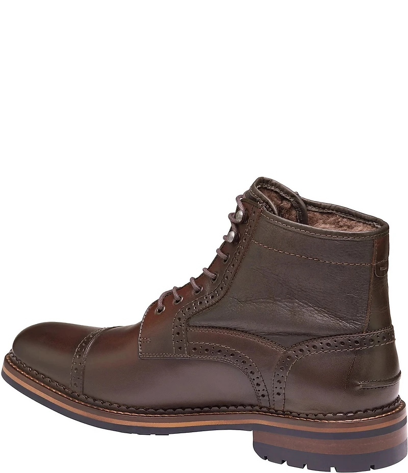 Johnston & Murphy Mens XC Flex Connelly Leather Brogue Detail Shearling Boots