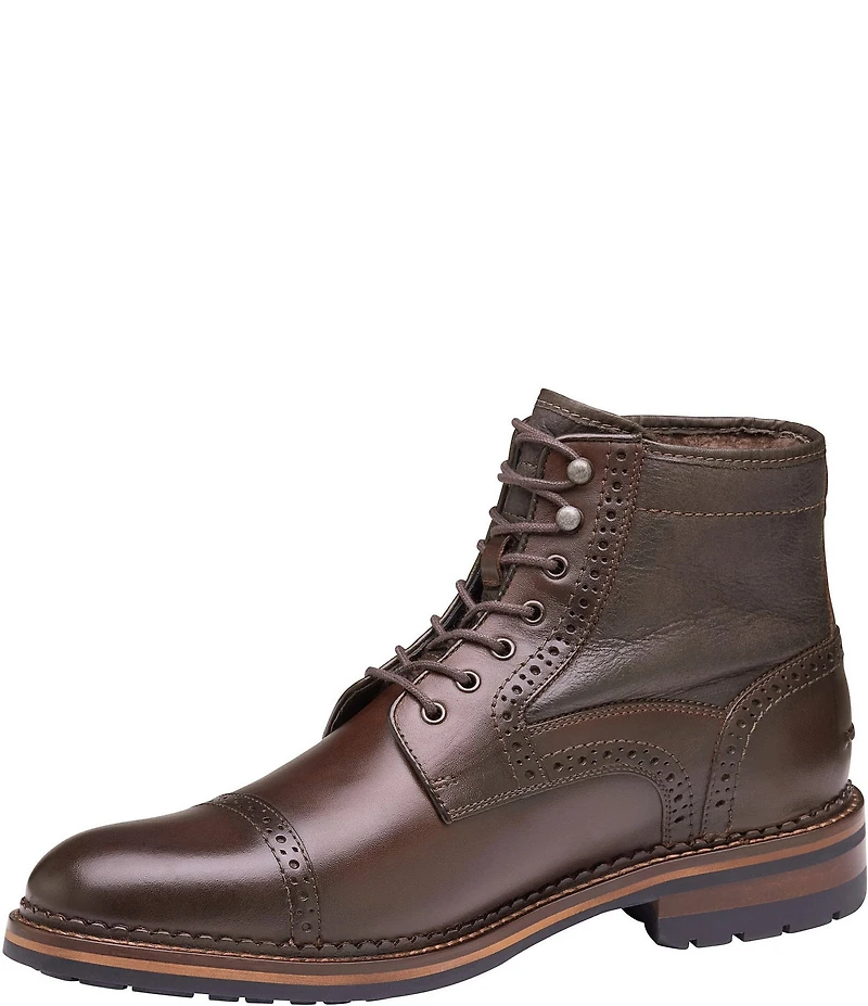 Johnston & Murphy Mens XC Flex Connelly Leather Brogue Detail Shearling Boots