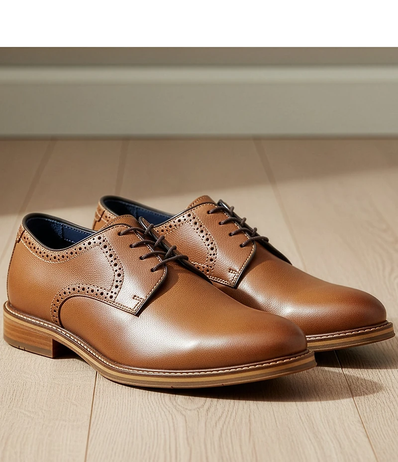 Johnston & Murphy Men's XC Flex Raleigh Leather Plain Toe Brogue Detail Oxfords