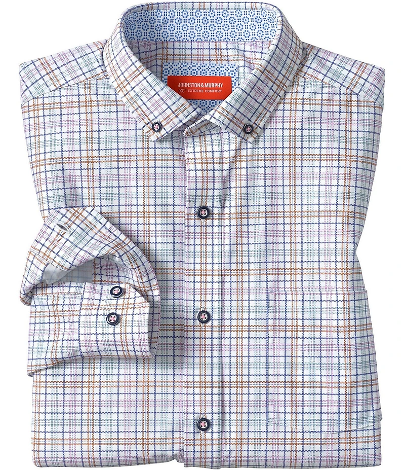 Johnston & Murphy Multi XC+ Motion Plaid Long Sleeve Woven Shirt