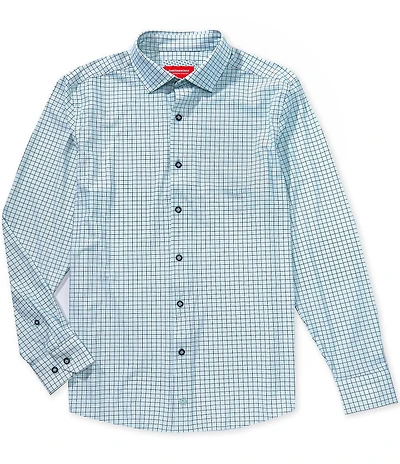 Johnston & Murphy Multi XC+ Motion Windowpane Long Sleeve Woven Shirt