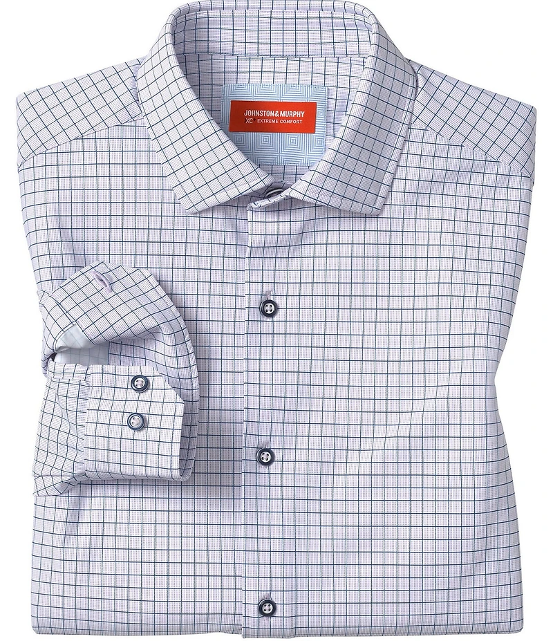 Johnston & Murphy Multi XC+ Motion Windowpane Long Sleeve Woven Shirt