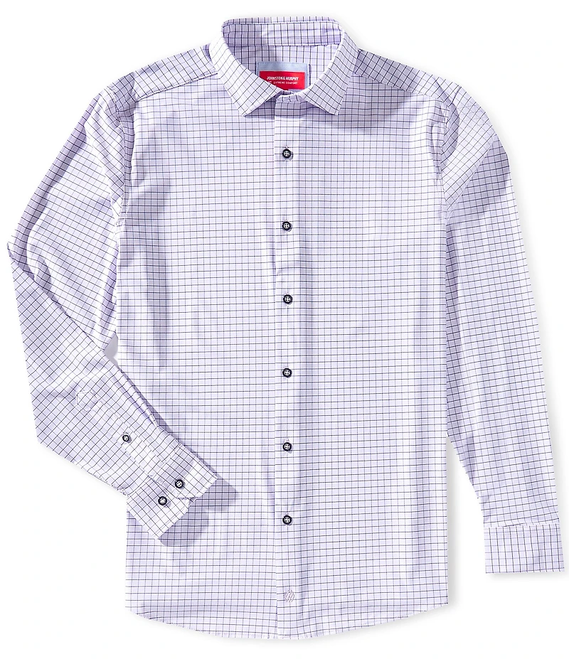 Johnston & Murphy Multi XC+ Motion Windowpane Long Sleeve Woven Shirt