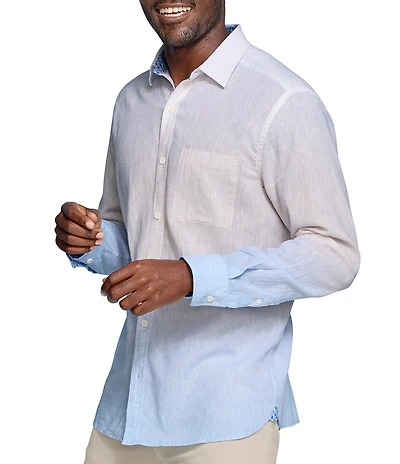 Johnston & Murphy Ombre Linen Long Sleeve Woven Shirt