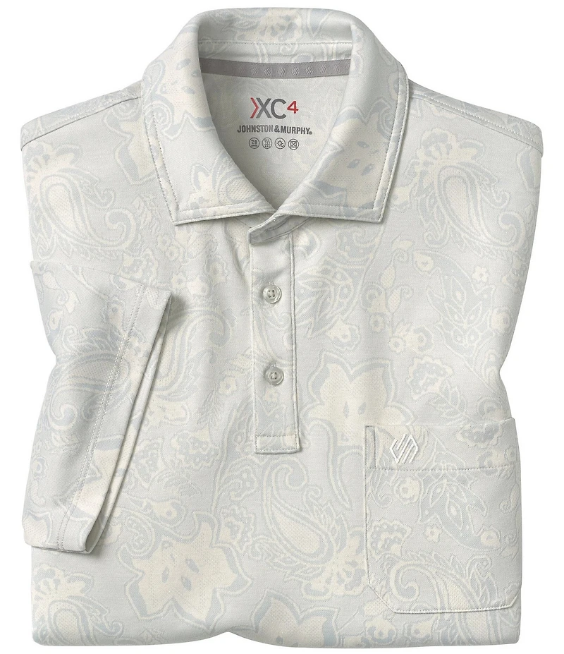 Johnston & Murphy Paisley Knit Jacquard Short Sleeve Polo Shirt