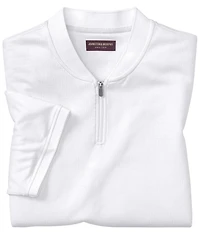 Johnston & Murphy Performance Stretch Knit Jacquard Short Sleeve Zip Polo Shirt