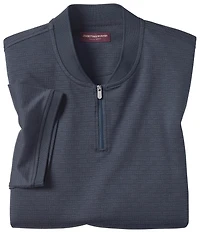 Johnston & Murphy Performance Stretch Knit Jacquard Short Sleeve Zip Polo Shirt