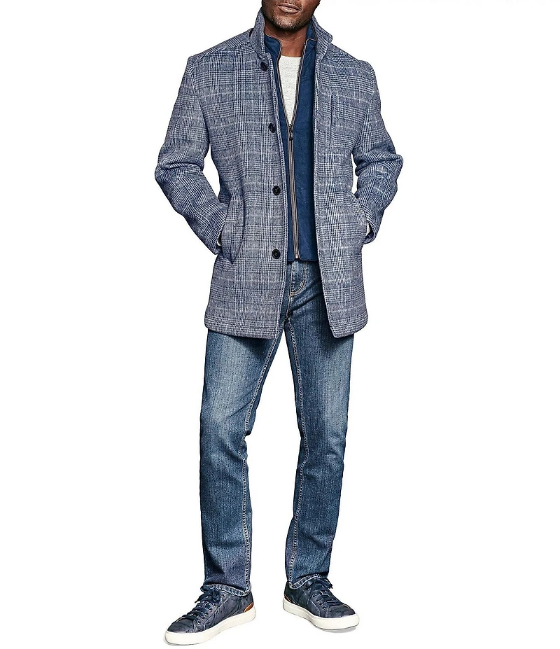 Johnston & Murphy Upton Plaid Wool Blend Car Coat